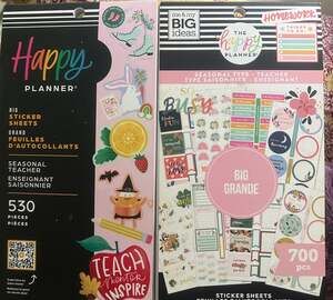 Set of 2 The Happy Planner BIG Sticker Sheets Seasonal Teacher. Both have at lea